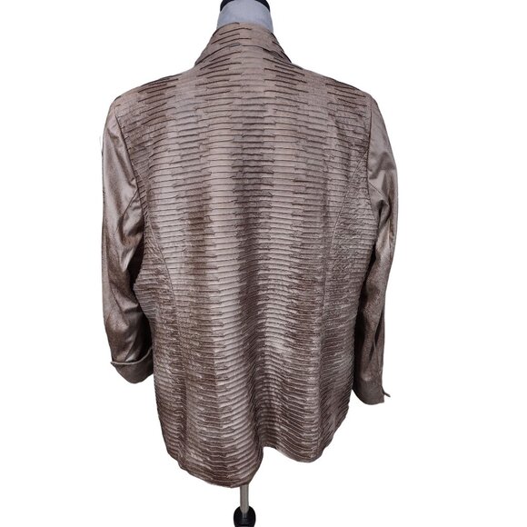 Erin London Pintuck Pleat Blazer Mocha 1 Button Sheen Lined Jacket Plus Sz 1X - Picture 6 of 11